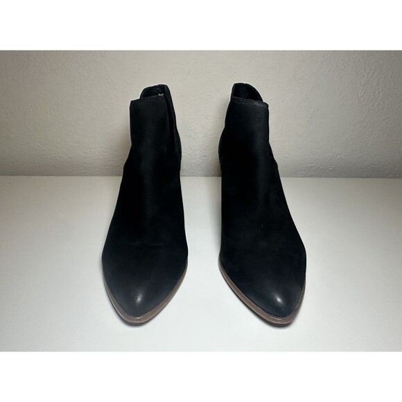 Frye Black Ankle Boots with Brown Heel - Picture 4 of 11